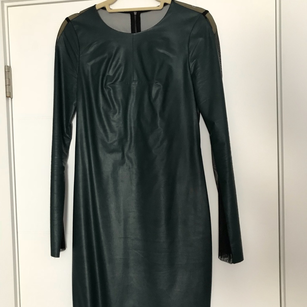 BCBG leather look dress